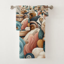 Mezcla bohemia de flores verde azuladas, magenta y