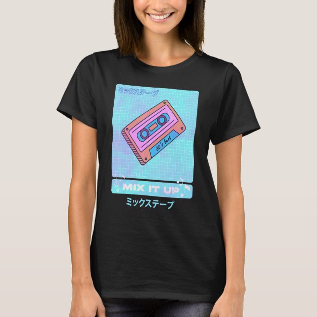 Mezcla camiseta Vaporwave Art Cassette 80 Japanes (Anverso)