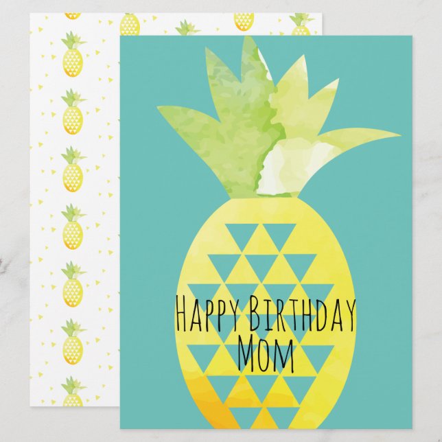 Mezcla de Acuarela de Piña de Verano de Cumpleaños (Anverso / Reverso)
