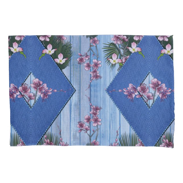 Mezcla de blues y funda de almohadas de patrón de  (Anverso)