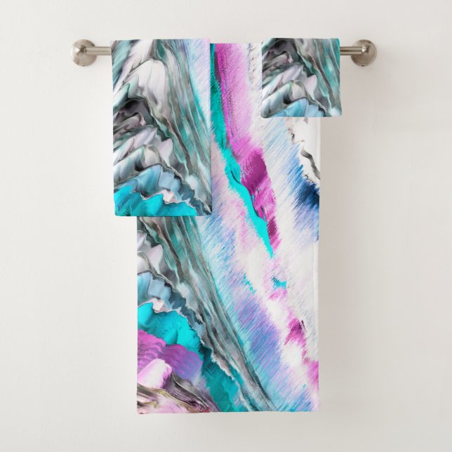 Mezcla de gradiente y llovizna, cian y rosa (In situ)