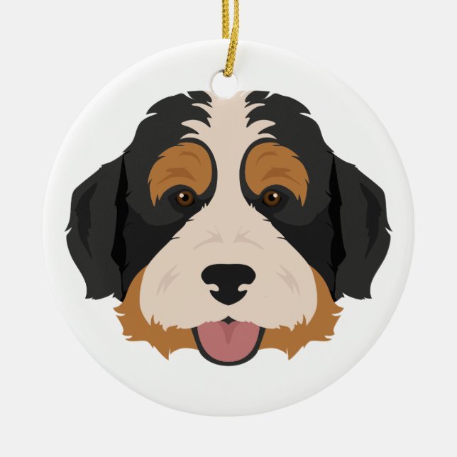 Mezcla de Poodle de Bernese, Ornamento de Navidad  (Frente)