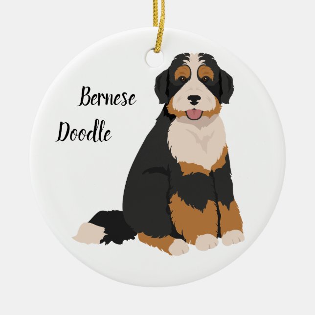 Mezcla de Poodle de Bernese, Ornamento de Navidad  (Frente)