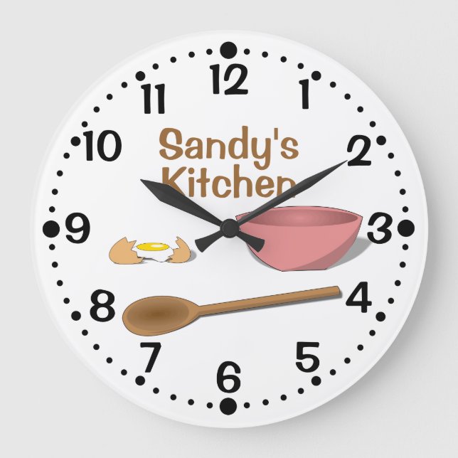 Mezcla de tazón y cuchara con reloj de cocina con  (Anverso)