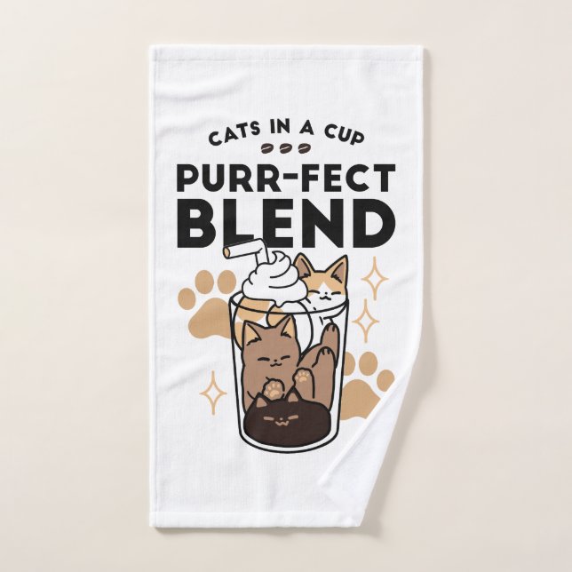 Mezcla perfecta: arte de gato y café para amantes  (Toalla de mano)