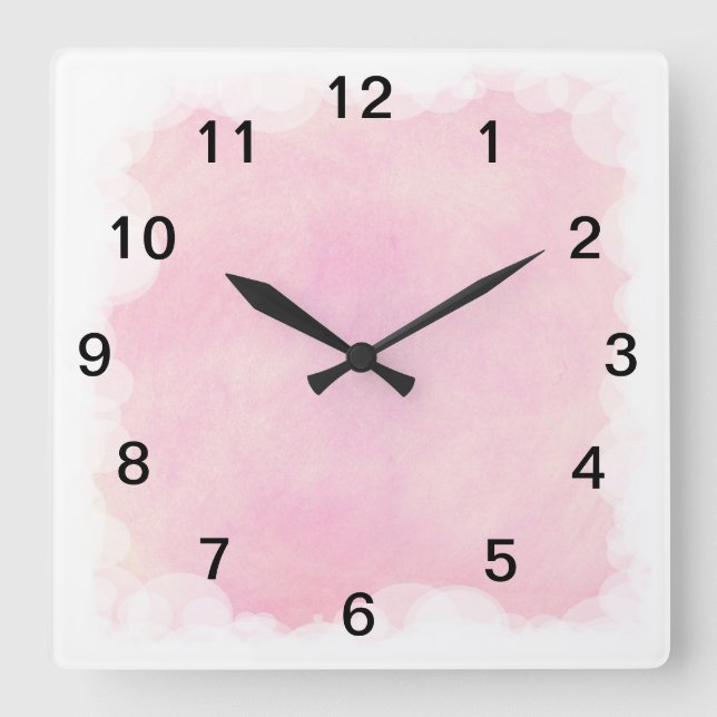 Mezcla rosa burbujas blancas y reloj de pared de n (Anverso)