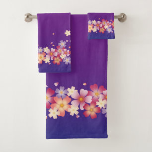 Mezcla Sakura Flores Kimono Estilo Azul y Púrpura