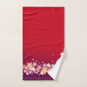 Mezcla Sakura Flores Kimono Estilo Rojo y Púrpura