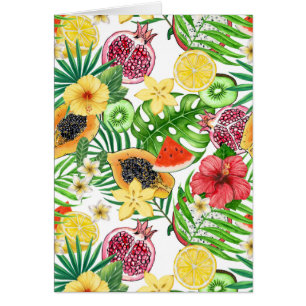 Mezcla tropical, flores y hojas en blanco