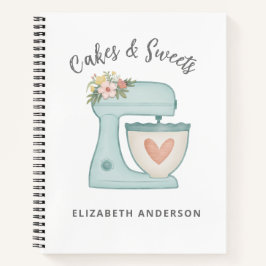 Mezclador Floral Azul Panadería Cuaderno de Chef