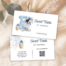 Mezclador floral azul tarjeta de visita de código