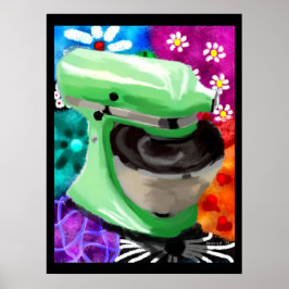 Mezclador Stand Funky Resumen Arte Rosa Verde