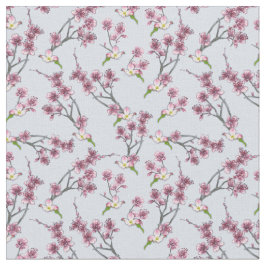 Mezclar flores gráficas rosas y verdes en tela azu