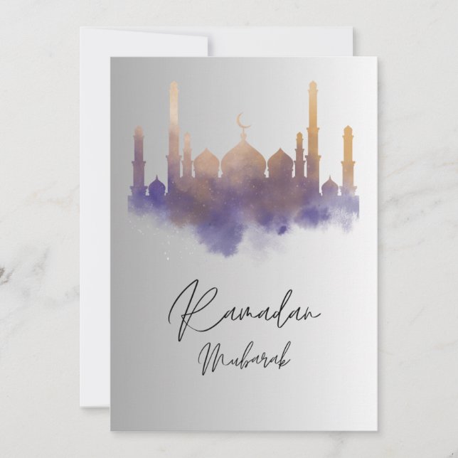 Mezquita de arte acuático Tarjeta Ramadan Mubarak (Anverso)