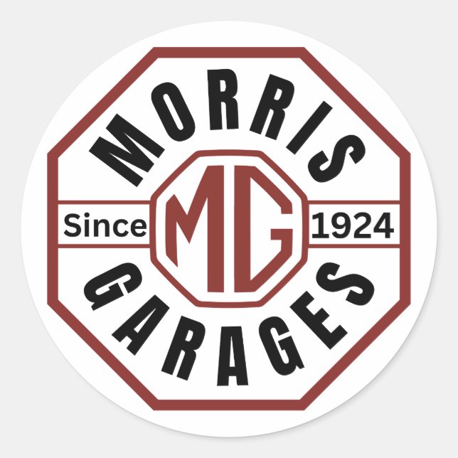 MG Morris Garages Pegatinas redondos clásicos (Anverso)