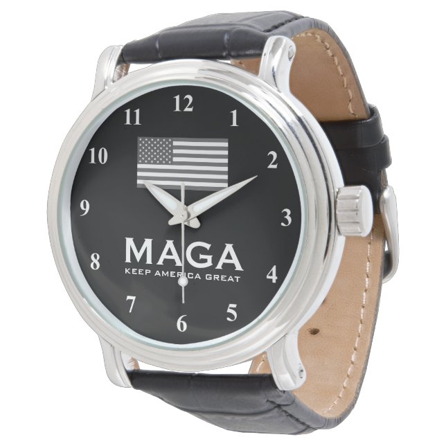 MGA Trump reloj con bandera estadounidense y marca (Angular)