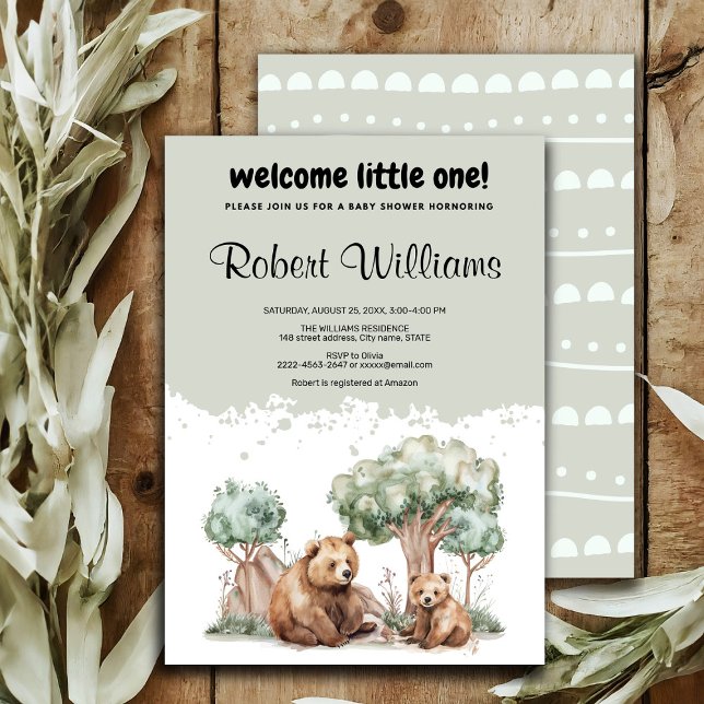 Mi aventura de oso espera la invitación a la ducha (Cute mommy bear baby shower invitation , welcome little one)