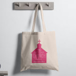Mi bolso de iglesia es un bolso de niño rosa oscur<br><div class="desc">"Mi pequeña bolsa de iglesia" es un regalo perfecto para que un pequeño se lleve a la iglesia. Este tote presenta una silueta rosa magenta de una iglesia con una cruz encima con la parte superior y un lugar para el personalizar de un nombre. Hace un gran bautismo o regalo...</div>