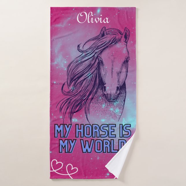 Mi caballo es mi mundo Magenta   (Toalla de baño)