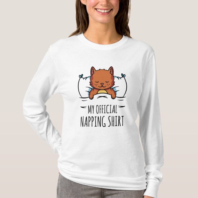 Mi camisa oficial de siesta con gato dormido (Anverso)