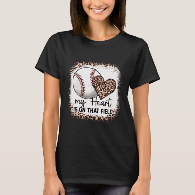Mi Camiseta Blanqueó Campo De Béisbol Corazón De M (Anverso)