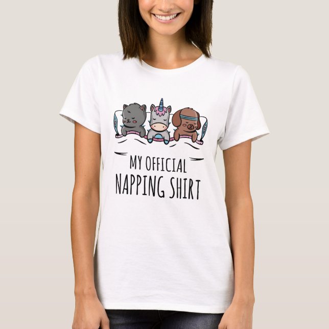 Mi camiseta oficial de siesta durmiendo gato de un (Anverso)