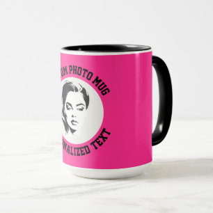 Mi Cara en una Taza Combinada Grande de Color Rosa