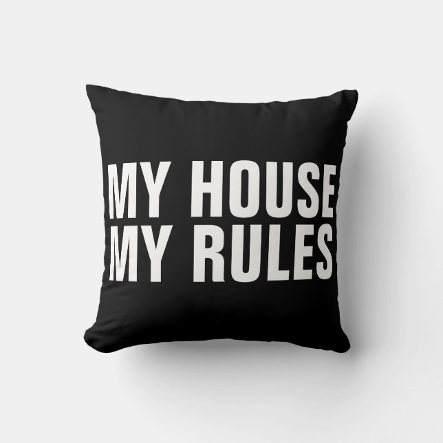 MI CASA MIS almohadas divertidas de las REGLAS (Anverso)