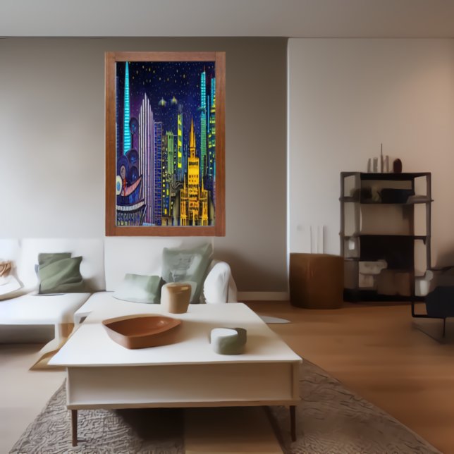 Mi ciudad en la noche | Poster de arte de IA (Subido por el creador)