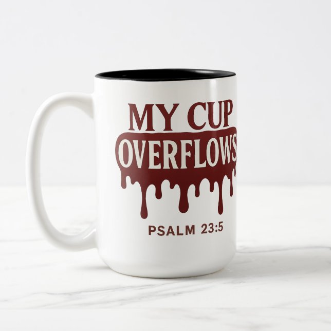 Mi Copa se Desborda Salmo 23:5 Taza (Izquierda)
