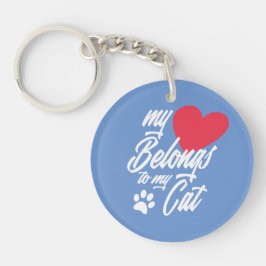 Mi corazón pertenece a mi gato Valentine | Llavero