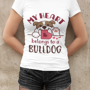 Mi corazón pertenece a una camiseta Bulldog