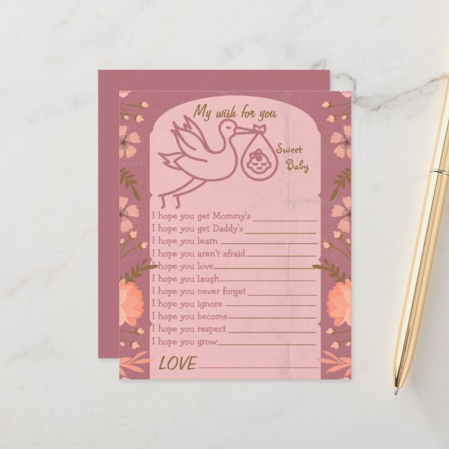 Mi Deseo De Que La Cigüeña Lleve Hoja De Juego Par (Anverso/Reverso In Situ)