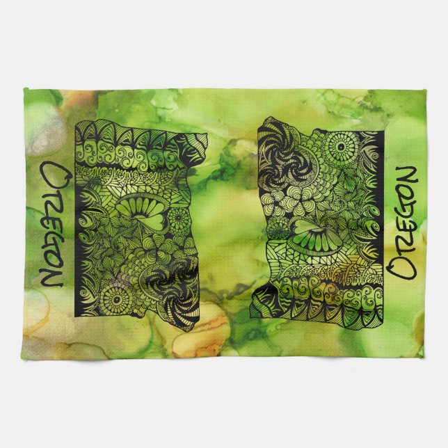 Mi doblez de la toalla de plato de Oregon medio (Horizontal)