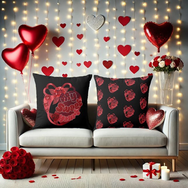 Mi dulce corazón rojo brillante Cojín decorativo d (Subido por el creador)