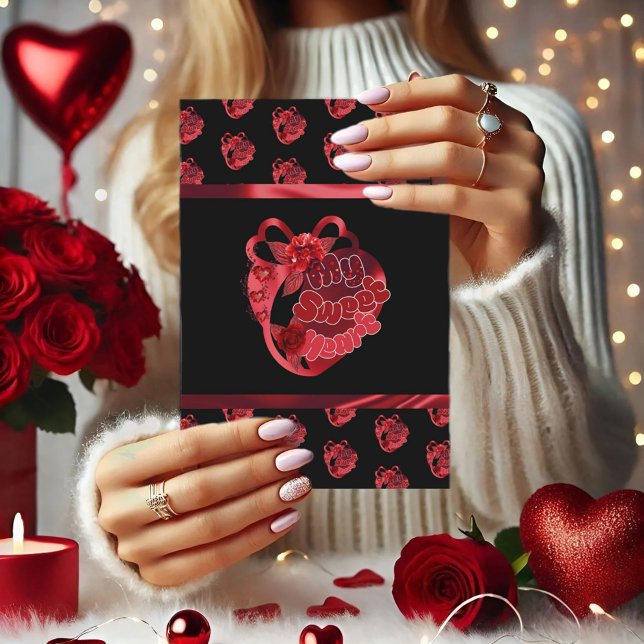 Mi dulce corazón rojo brillante tarjeta de agradec (Subido por el creador)