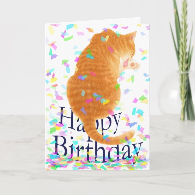 "Mi gato en tu tarjeta de cumpleaños". Tarjeta med (Anverso)