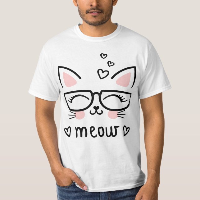 Mi gato es linda camiseta MEOW (Anverso)