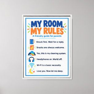 Mi habitación mis reglas Lienzo enmarcado divertid