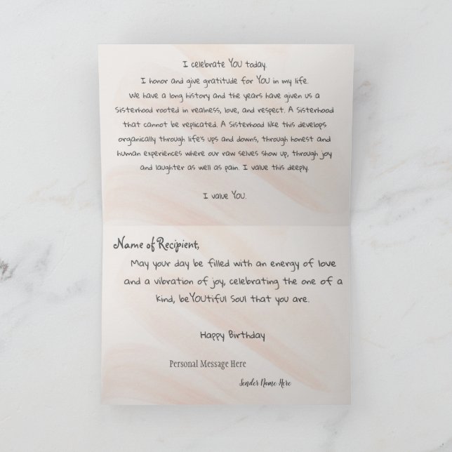 Mi hermana mi tarjeta de cumpleaños de amigo (Interior)