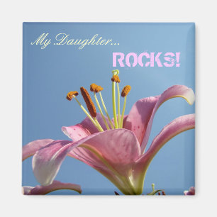 ¡Mi hija es GENIAL! imán Blue Sky Lily Floral