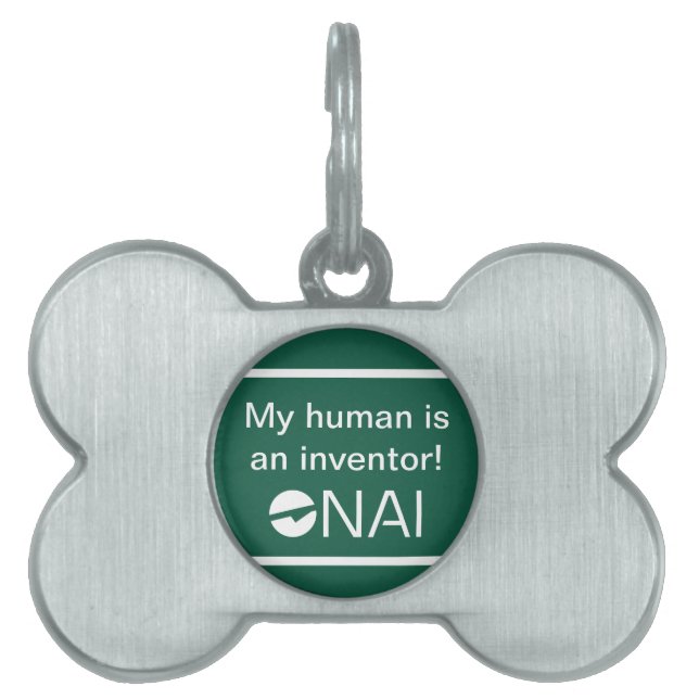 ¡Mi humano es un inventor! Placa para mascotas (Frente)