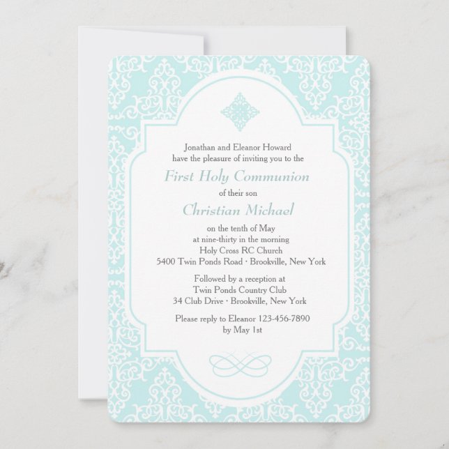 Mi Invitación Azul de Primera Comunión (Anverso)