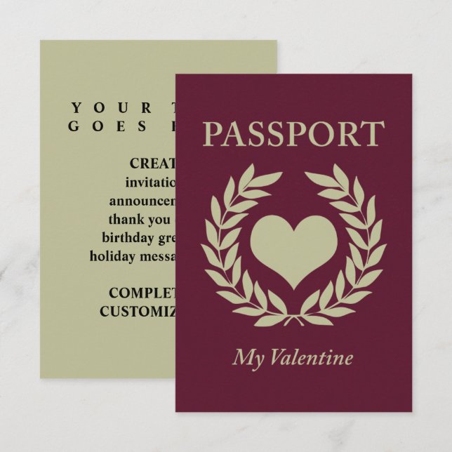 mi invitación de pasaporte de San Valentín (Anverso / Reverso)