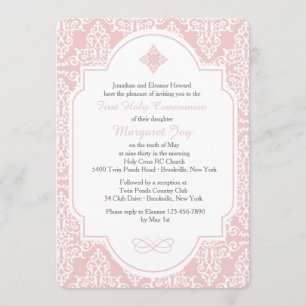 Mi invitación rosada de la primera comunión