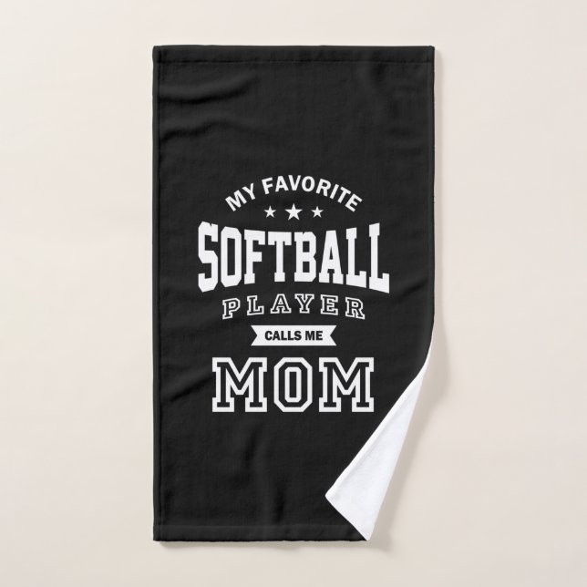 Mi jugador favorito de Softball me llama mamá (Toalla de mano)