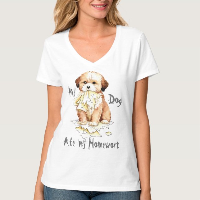 Mi Lhasa Apso Se Comía Mi Camiseta Doméstica (Anverso)