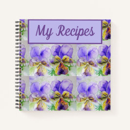 Mi libro de receta Viola Flor morada acuarela arte