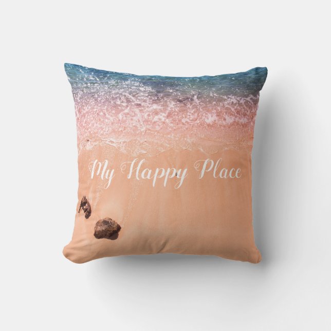 Mi lugar feliz Almohada de olas del océano (Anverso)