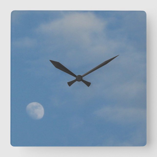 Mi luna de día - Reloj cuadrado decorativo (Anverso)